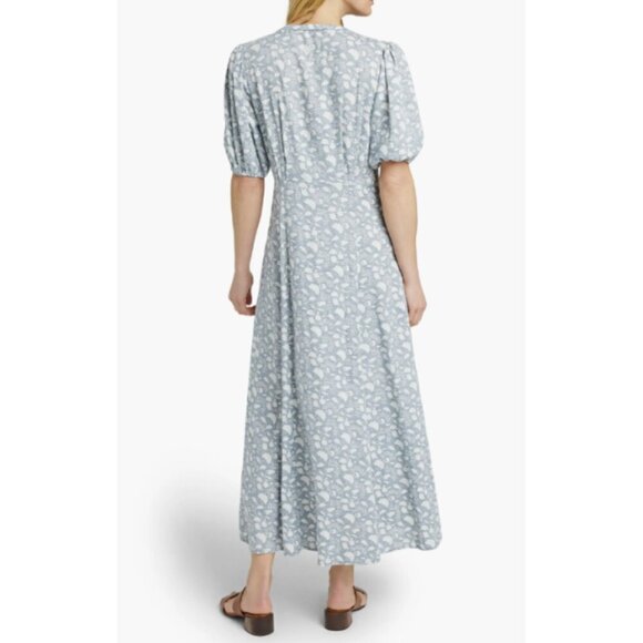 NWT Faherty Havana Floral Maxi Dress Linen Blend Large Button fronts Smoke $198 - Picture 2 of 12